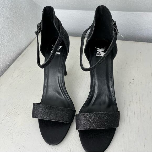 Shiekh black glitter open toe ultra high heel ankle strap 10 - Picture 3 of 12